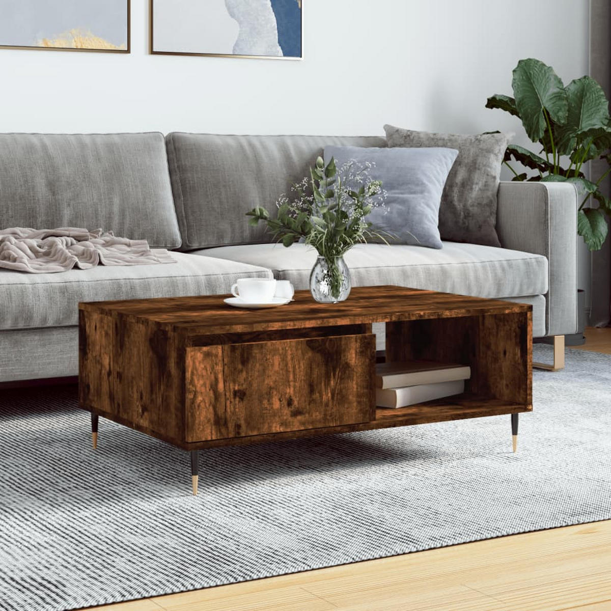 COUCHTISCH Räuchereiche 90x60x35 cm Holzwerkstoff - Braun, Holzwerkstoff (60/90/35cm) - furnicato