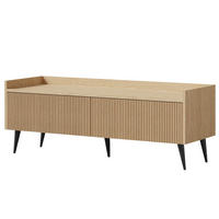 LOWBOARD Amfali mit 2 Klapptüren, geriffelte Fronten, Push-to-open, Metallbeine, 120 cm, Frühlings-Eiche - Eichefarben/Schwarz, Holzwerkstoff/Metall (121/45/41cm) - Beautysofa