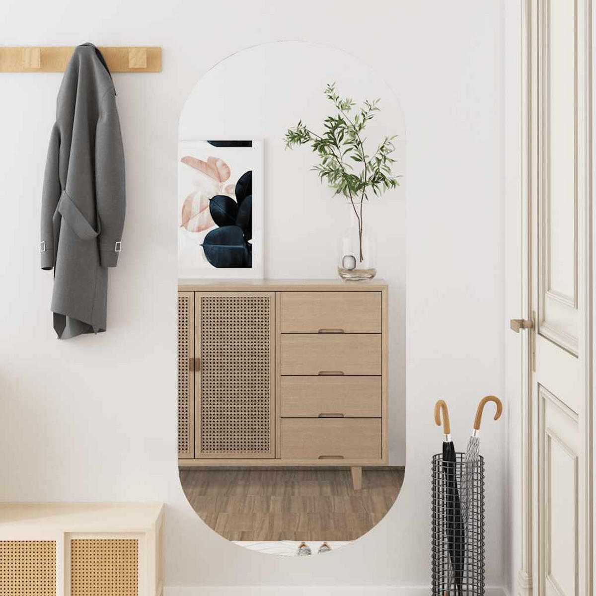 WANDSPIEGEL 45x100 cm Glas Oval - Silberfarben, Glas (45/100/100cm) - furnicato