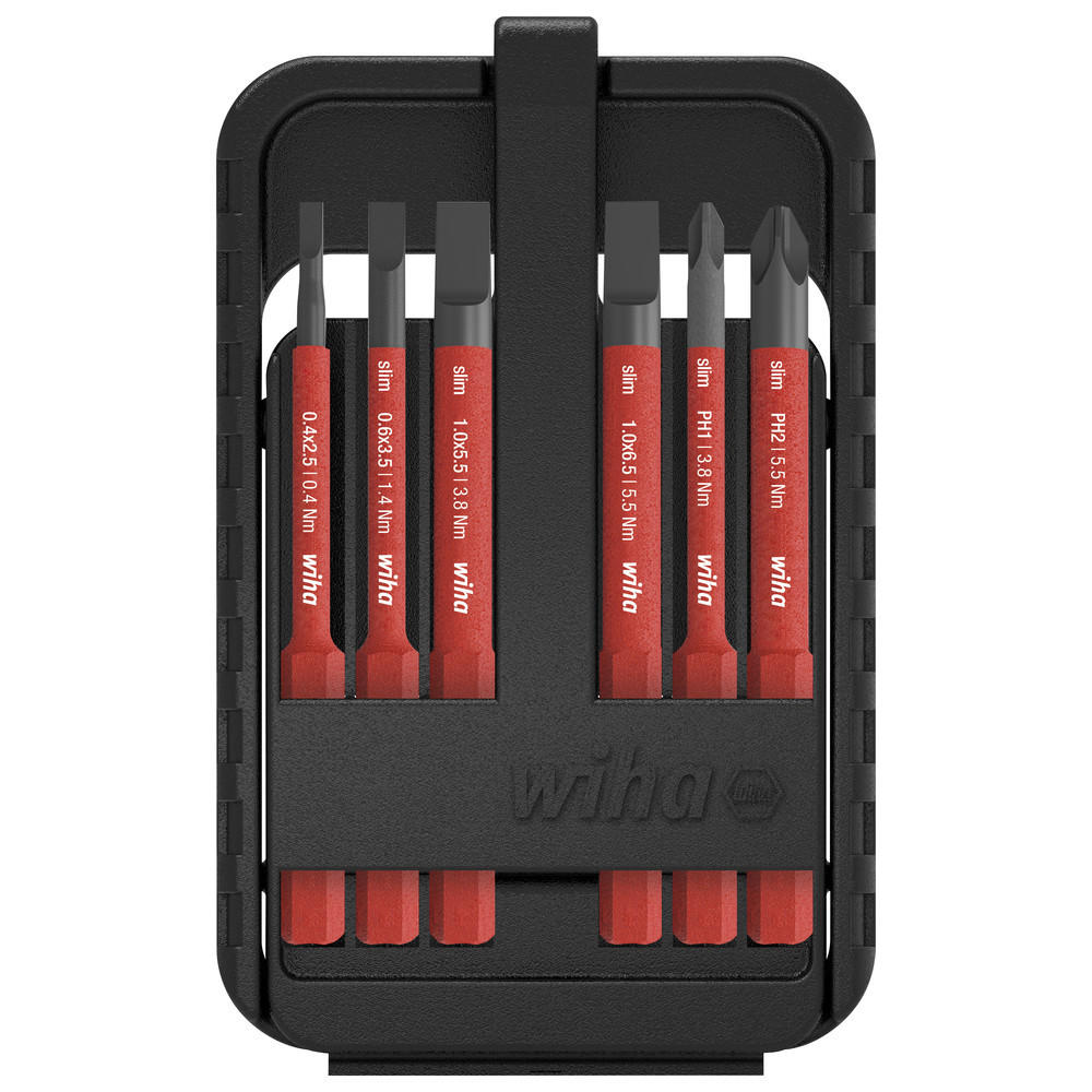 BIT Set slimBIT electric, in slimBit-Box, Schlitz, Phillips, 7-teilig - Multicolor, Kunststoff (190/115/15cm) - Wiha