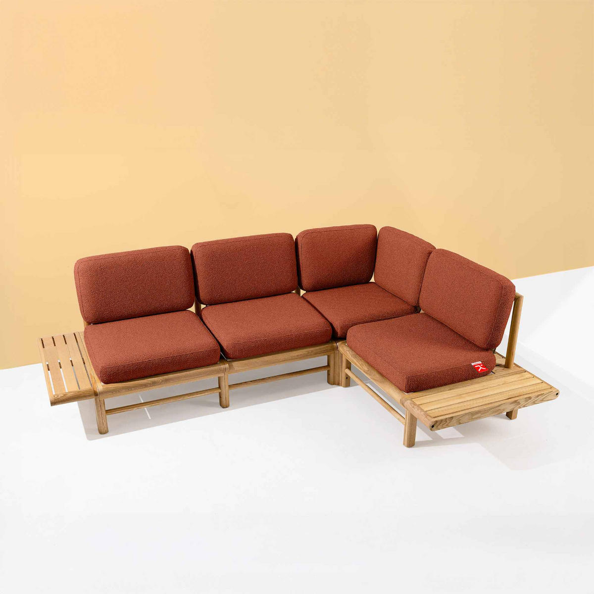 LOUNGESOFA ATREDA rechts - Orange, Holz/Textil (245/74/175cm) - KONSIMO®