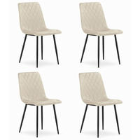 ESSZIMMERSTUHL 4er Set Beige Velours, Bequeme Sitzfläche, Metallfüße - Beige, Textil (51/86/56cm) - Best For Home