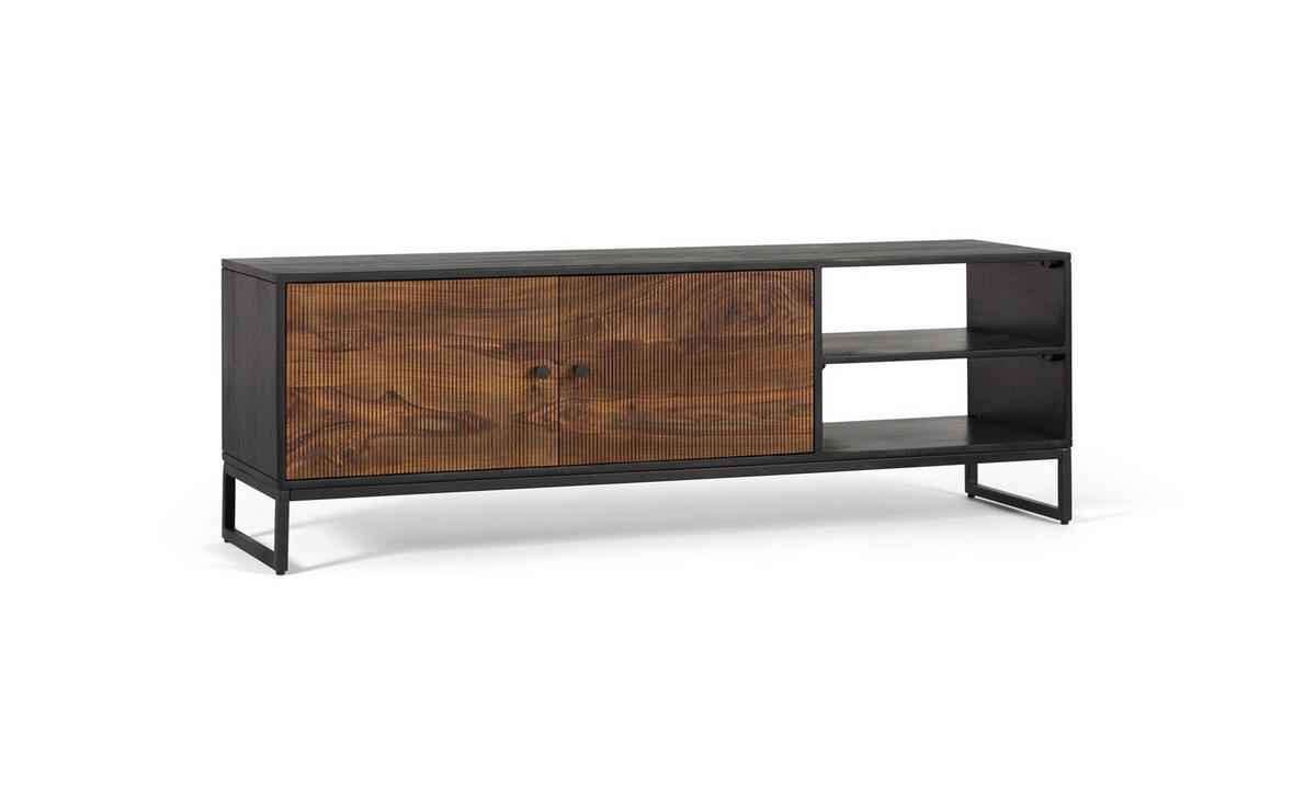 TV-SCHRANK aus Palisander mit braunen Metallbeinen - Schwarz, Holz (150/50/40cm) - Giner y Colomer