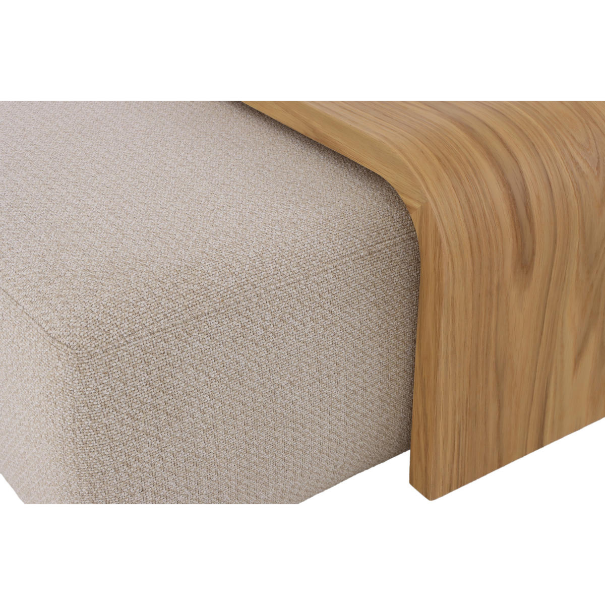 COUCHTISCH Celeste, Natur Massiveiche + beiger Stoff - Beige, Holz (44/137/41.5cm) - WOODEK