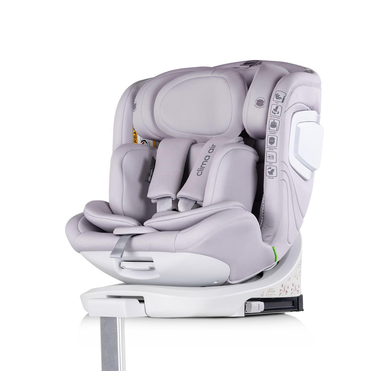 KINDERSITZ Clima Air i-Size hellgrau (40-150 cm) Isofix Lüftungs-Heizfunktion - Grau, Kunststoff (44/58/54cm) - Chipolino
