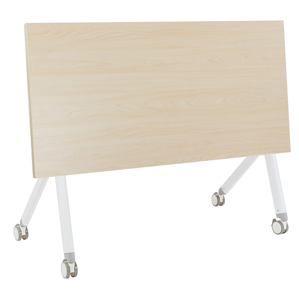 SCHREIBTISCH Zusammenklappbarer Hellbraun 120/60 cm mit Rädern Bendi - Braun/Weiß, Holzwerkstoff (60/120/75cm) - Beliani