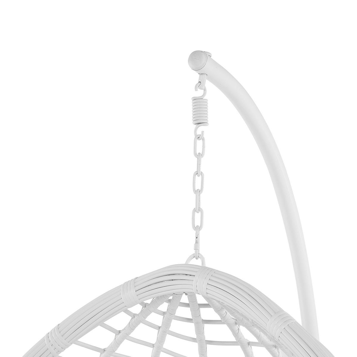 HÄNGESESSEL mit Gestell PE Rattan weiß 106 cm Fano - Weiß, Kunststoff (108/200/108cm) - Beliani