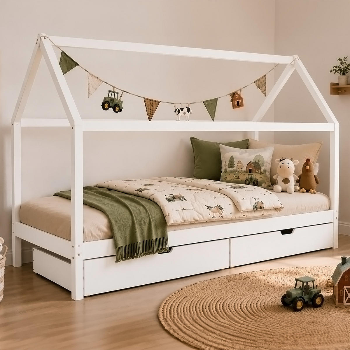 KINDERBETT Hausbett mit Stauraum 90/200 cm Weiß - Weiß, Holz (90/200cm) - Homestyle4u