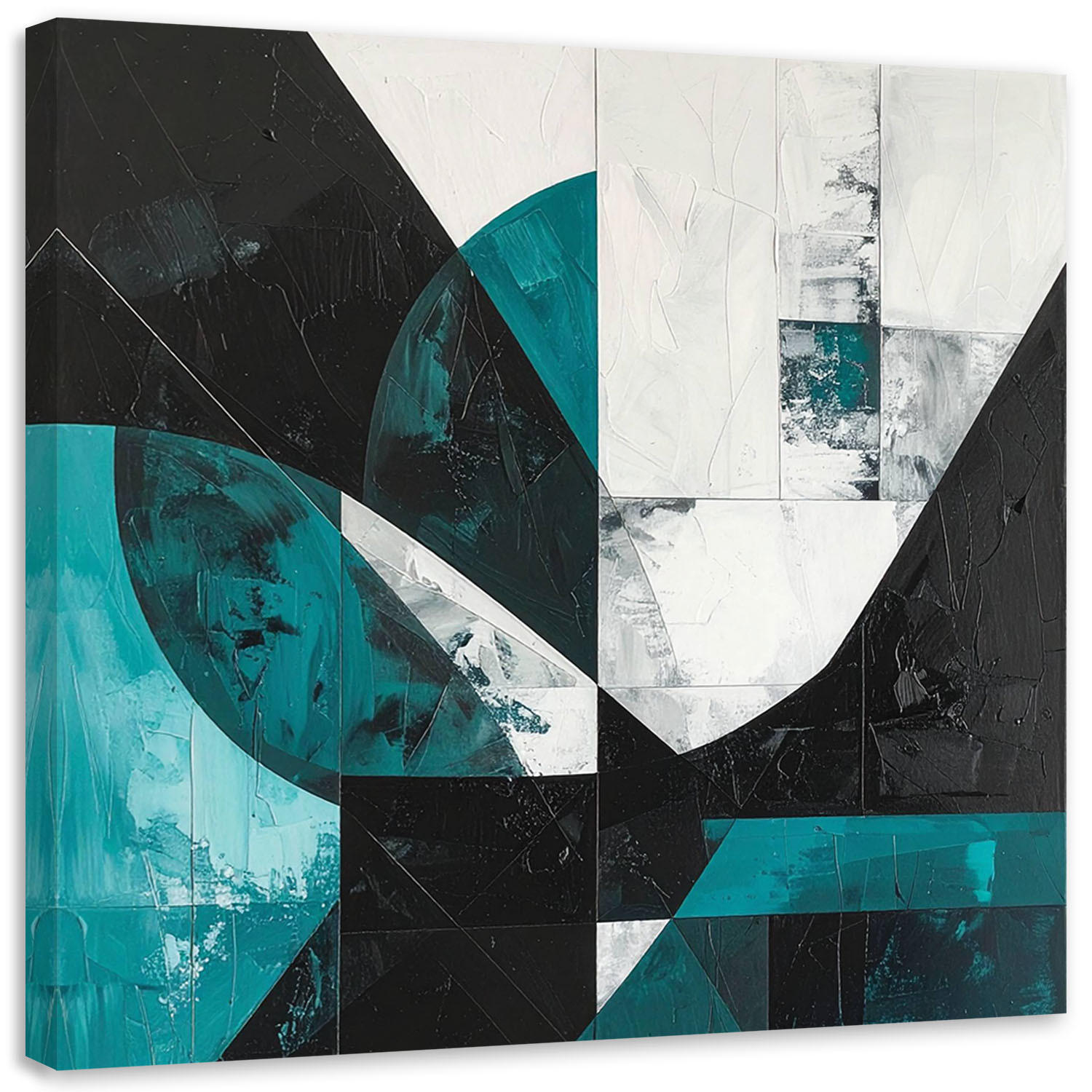 LEINWANDBILD 3D und geometrisch 50x50cm - Türkis, Textil (50/50cm) - Feeby