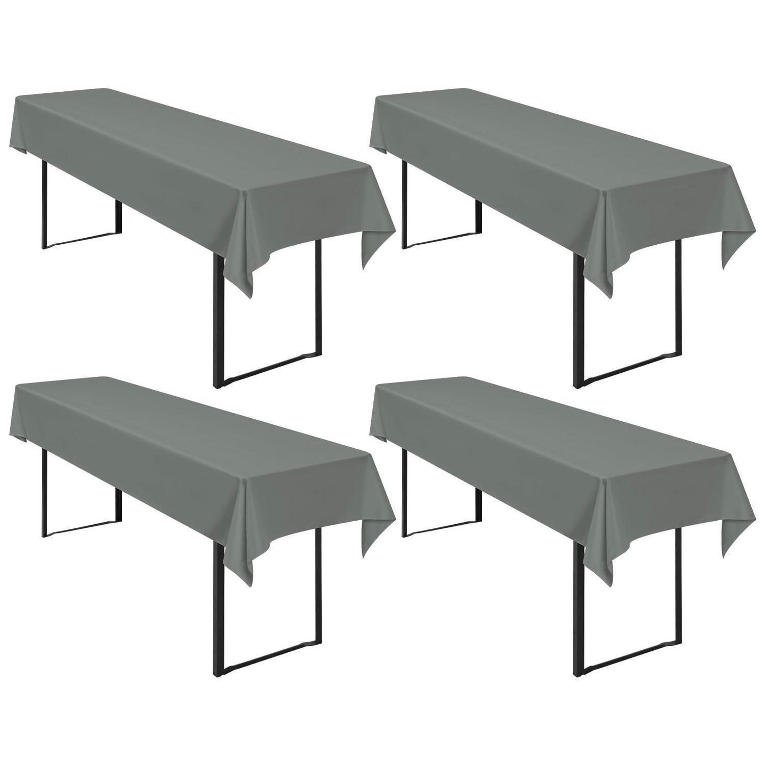 TISCHDECKE 4-teiliges Set Dunkelgrau 250 x 100 cm - Grau, Textil (250/100/1.5cm)