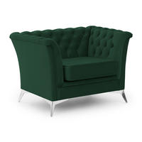 CHESTERFIELD-SESSEL Whitby Flaschengrün Samt mit silbernen Füßen - Dunkelgrün/Silberfarben, Holz/Textil (116/78/82cm) - S-Style Möbel