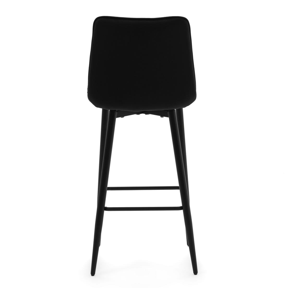 BARHOCKER CHIC gespolsterter mit Steppung - schwarz - Samt Velours - Schwarz, Textil/Metall (46/109/56cm) - NEW HOME