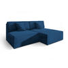 ECKSOFA FIORO M Blau Velours-Stoff mit Schlaffunktion - Blau, Holz (204/148cm) - MASSENO