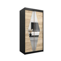 SCHWEBETÜRENSCHRANK 200/100/62 2-türig - Silberfarben/Schwarz, Holz/Kunststoff (100/200/62cm) - Abiks Möbel