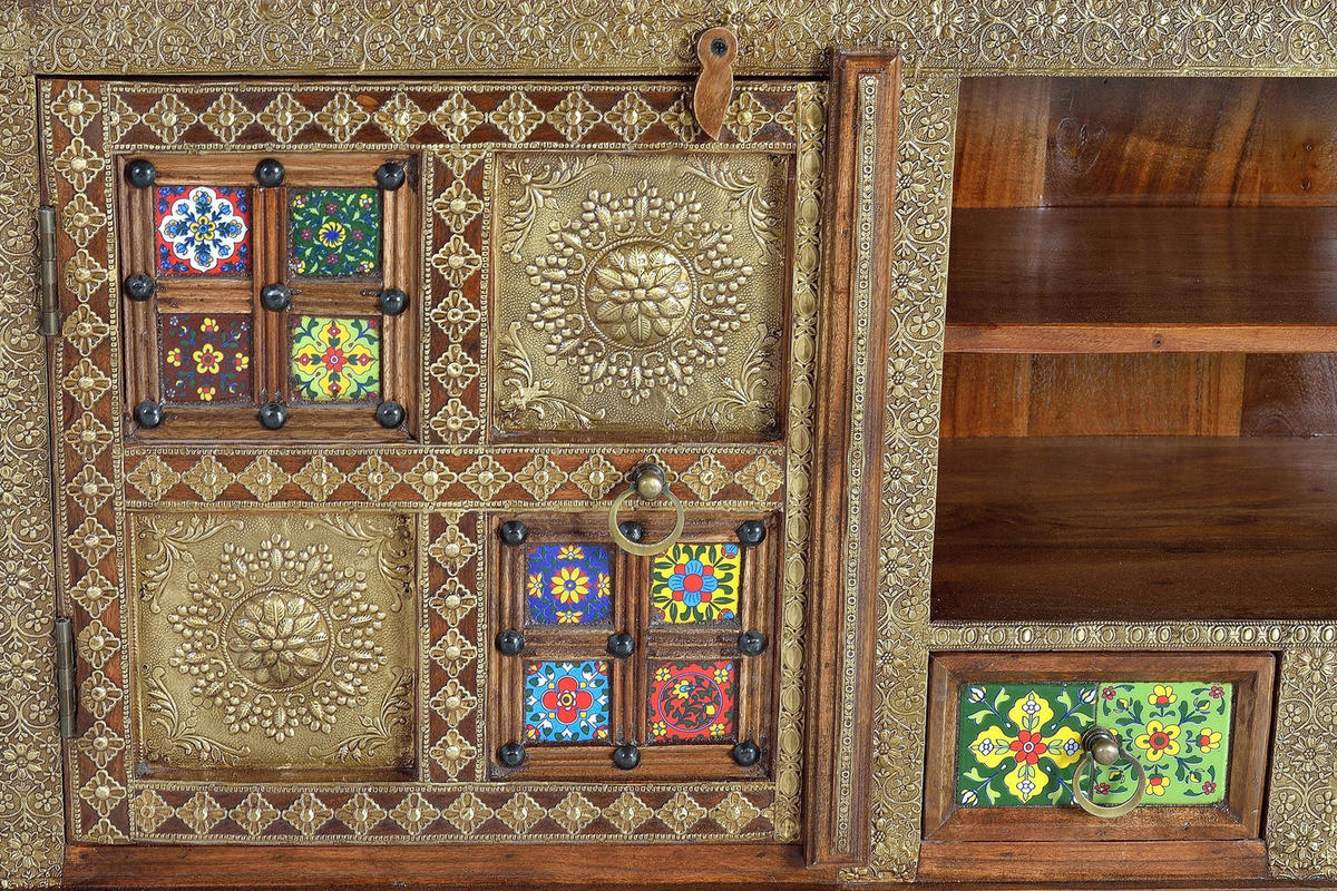 TV-SCHRANK mit Keramik-Details - Kirschbaumfarben, Holz (180/60/40cm) - Giner y Colomer