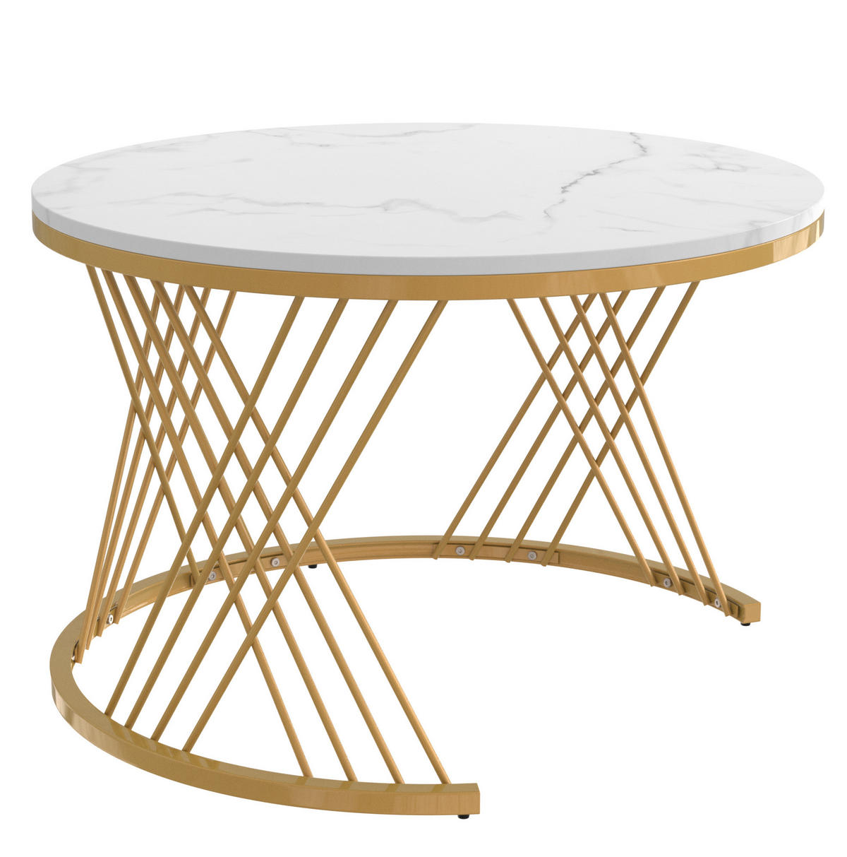 KONFERENČNÍ stolky 70/70/45,5 cm bílá a zlatá z MDF a kovu se zásuvkou - bílá, kompozitní dřevo (70/70/48cm) - OKWISH