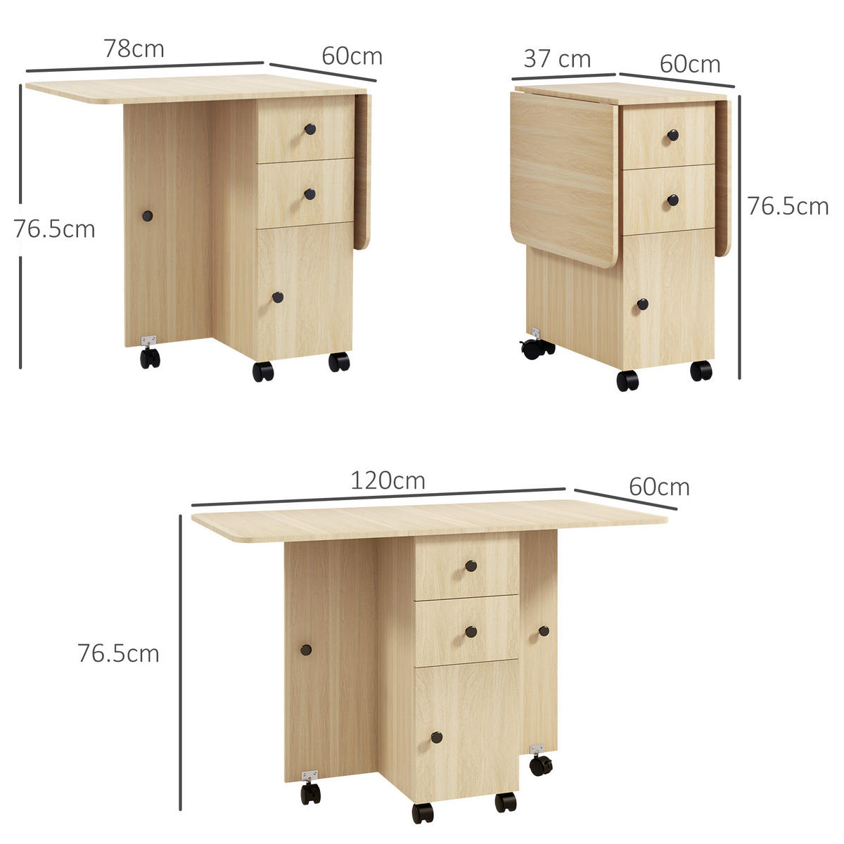 ESSTISCH Holzoptik 1 Stück - Beige, Kunststoff (120/60/76.5cm) - GiPP