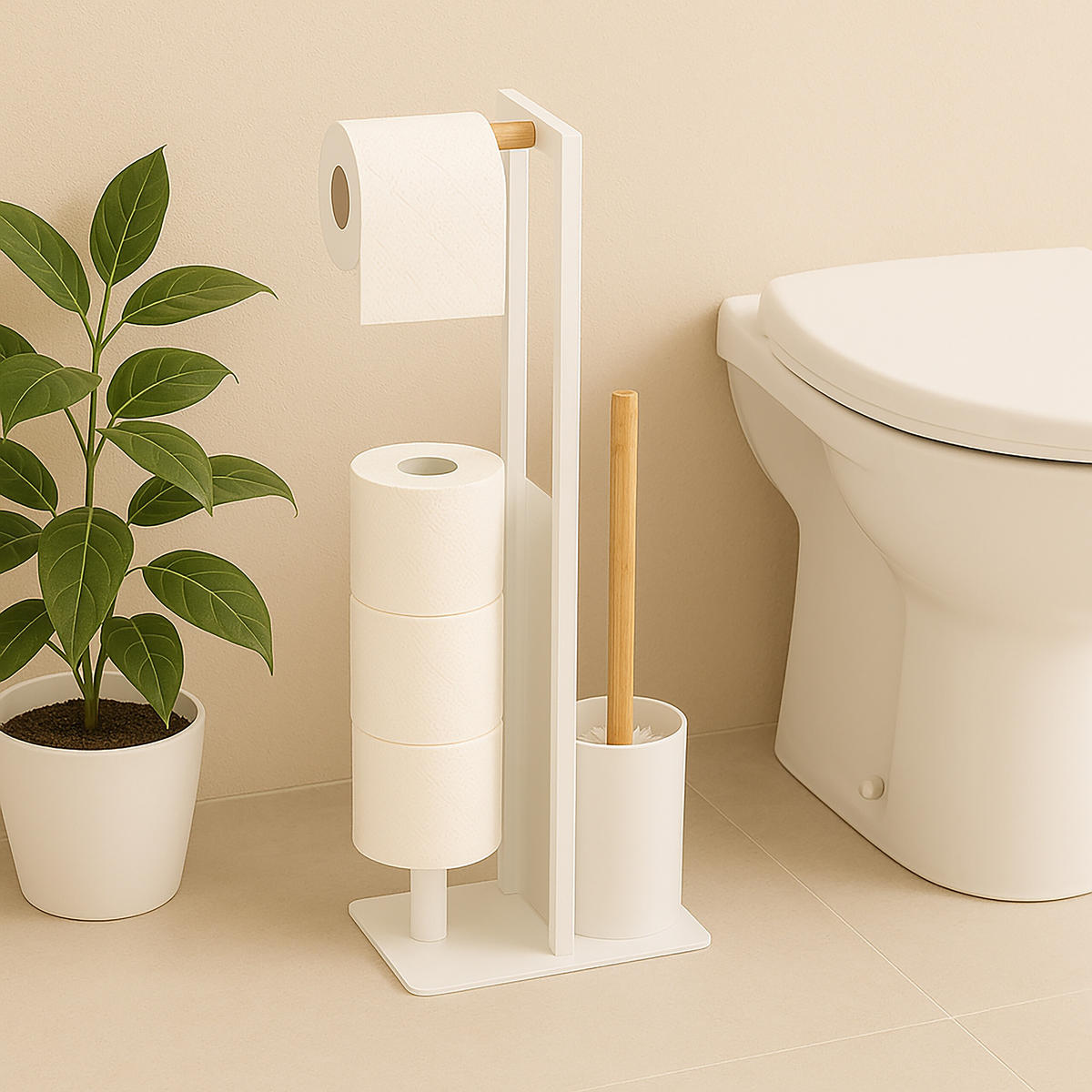 WC-GARNITUR - Schwarz, Holz/Kunststoff (21/65/18cm) - Relaxdays