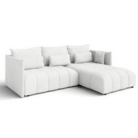 ECKSOFA L Form Cosmova Weiß 245/182/83 cm mit Schlaffunktion - Schwarz/Weiß, Kunststoff/Textil (245/182cm) - AX Living