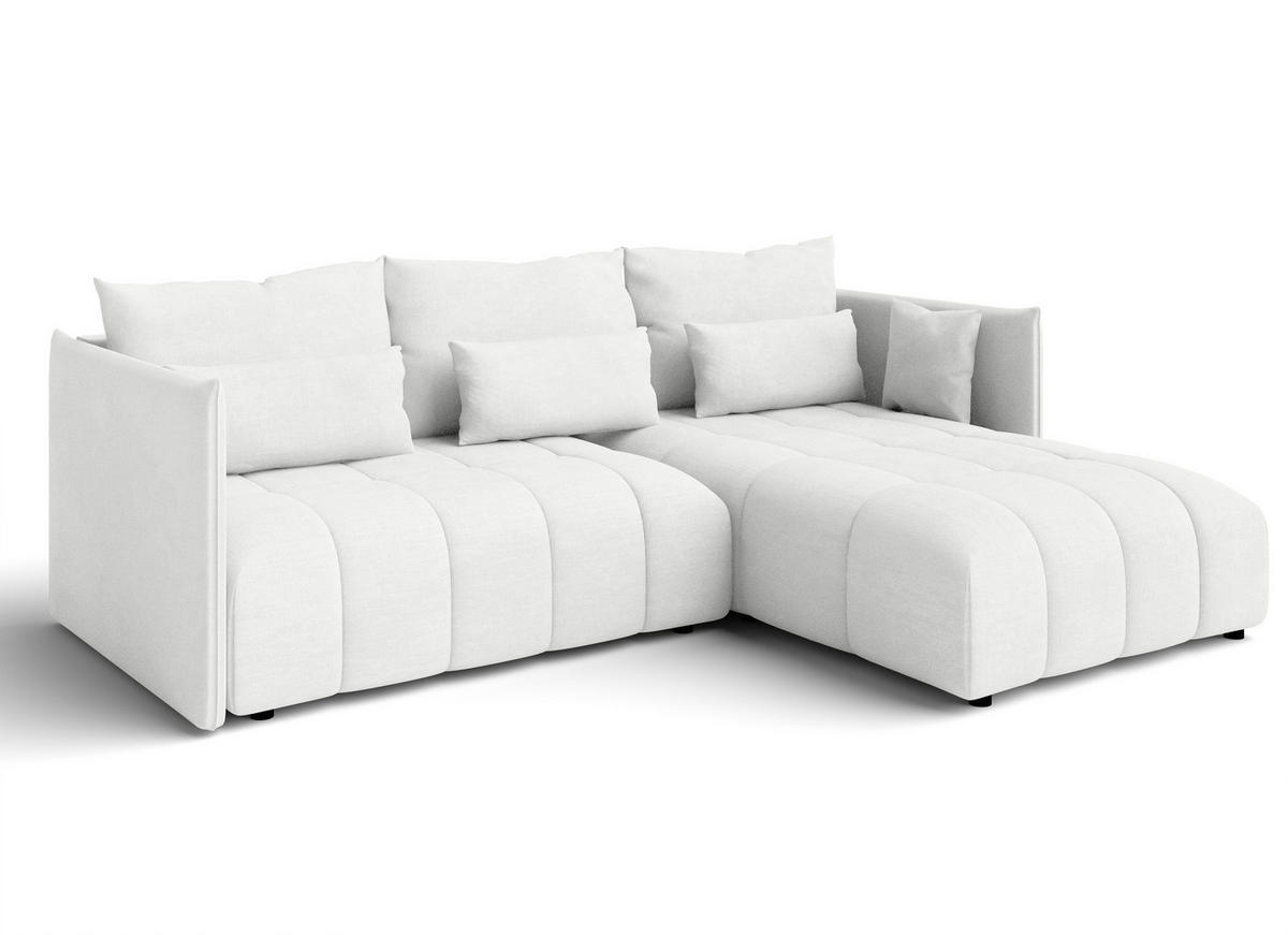 ECKSOFA L Form Cosmova Weiß 245/182/83 cm mit Schlaffunktion - Schwarz/Weiß, Kunststoff/Textil (245/182cm) - AX Living