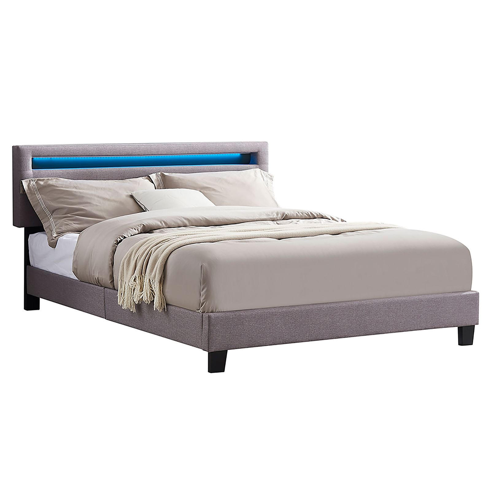 POLSTERBETT MIT LED LEXINGTON 140X200 CM - Grau, Textil (140/200cm) - CARO-Möbel