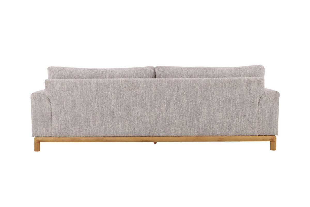 SOFA Celeste, 3-Sitzer, Natur Massiveiche + grauer Stoff - Grau, Holz (250/87/102cm) - WOODEK