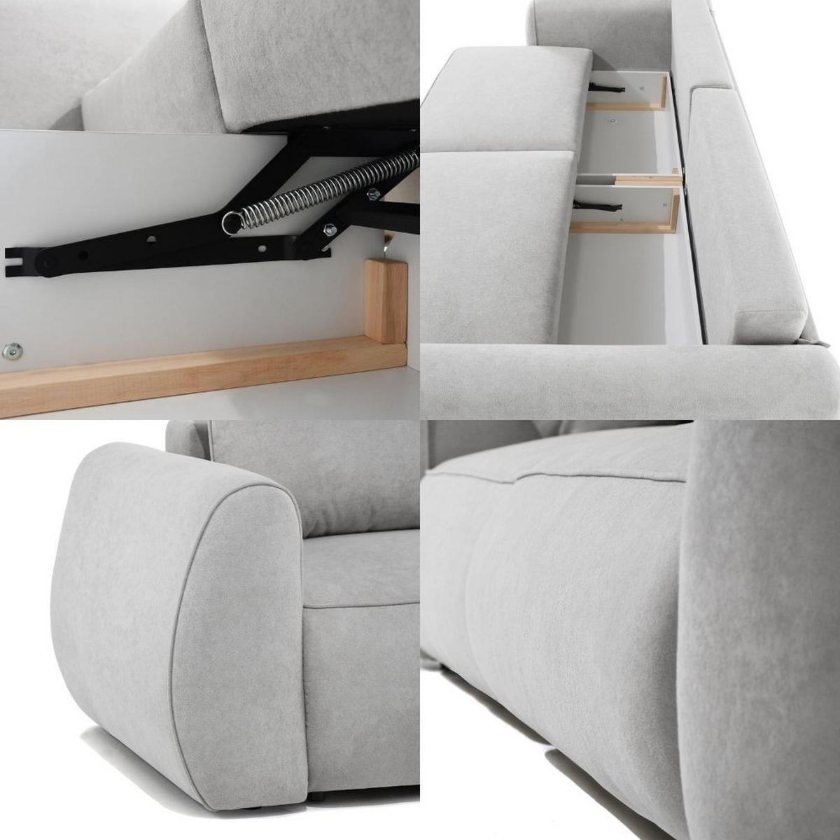 3-SITZER Schlafsofa Bravo mit Eckfunktion, mit zwei Bettkasten, Hellgrau - Hellgrau/Schwarz, Textil (257/96/110cm) - Beautysofa