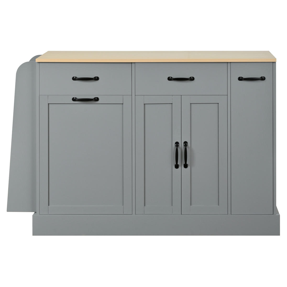 SIDEBOARD mit Abfallfach, Gewürzregal und Schubladen, Grau - Grau, Holzwerkstoff (133.5/86/40cm)