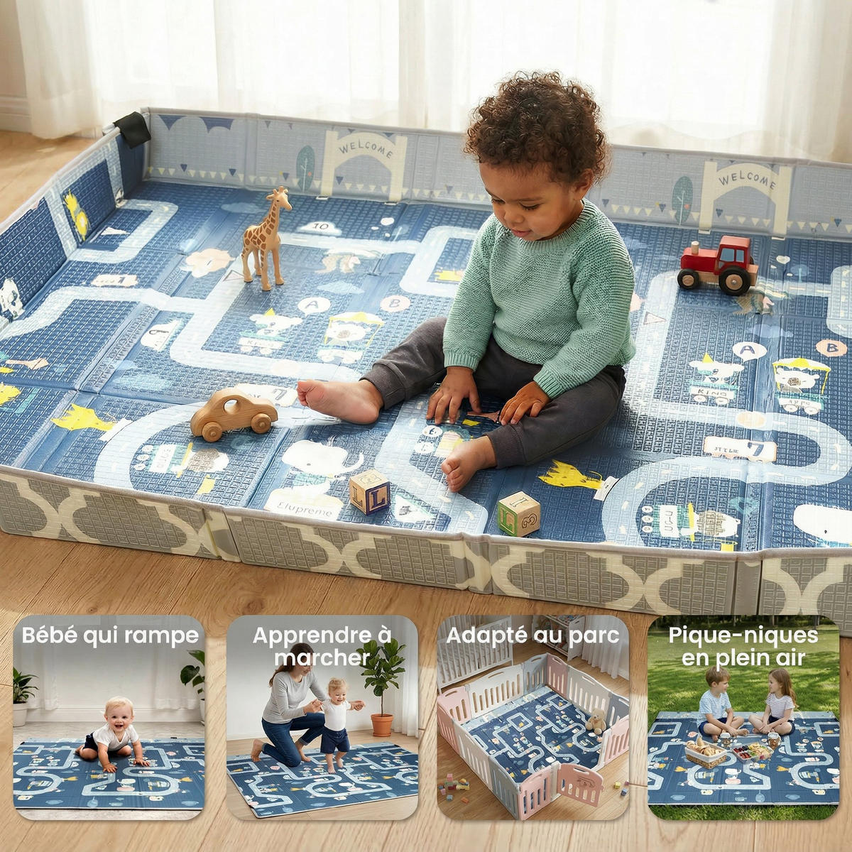 SPIELMATTE DE-18924 faltbarer Laufstall, Wendemotiv Multicolor - Multicolor, Kunststoff (180.5/202cm) - ComfortXL