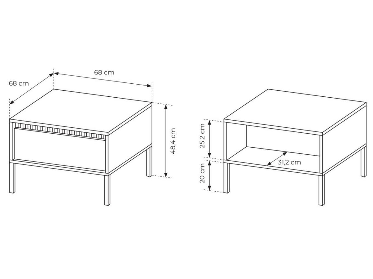COUCHTISCH Beige 68/68/49 cm Sorano - Beige, Naturmaterialen/Metall (68/68/49cm) - Graingold