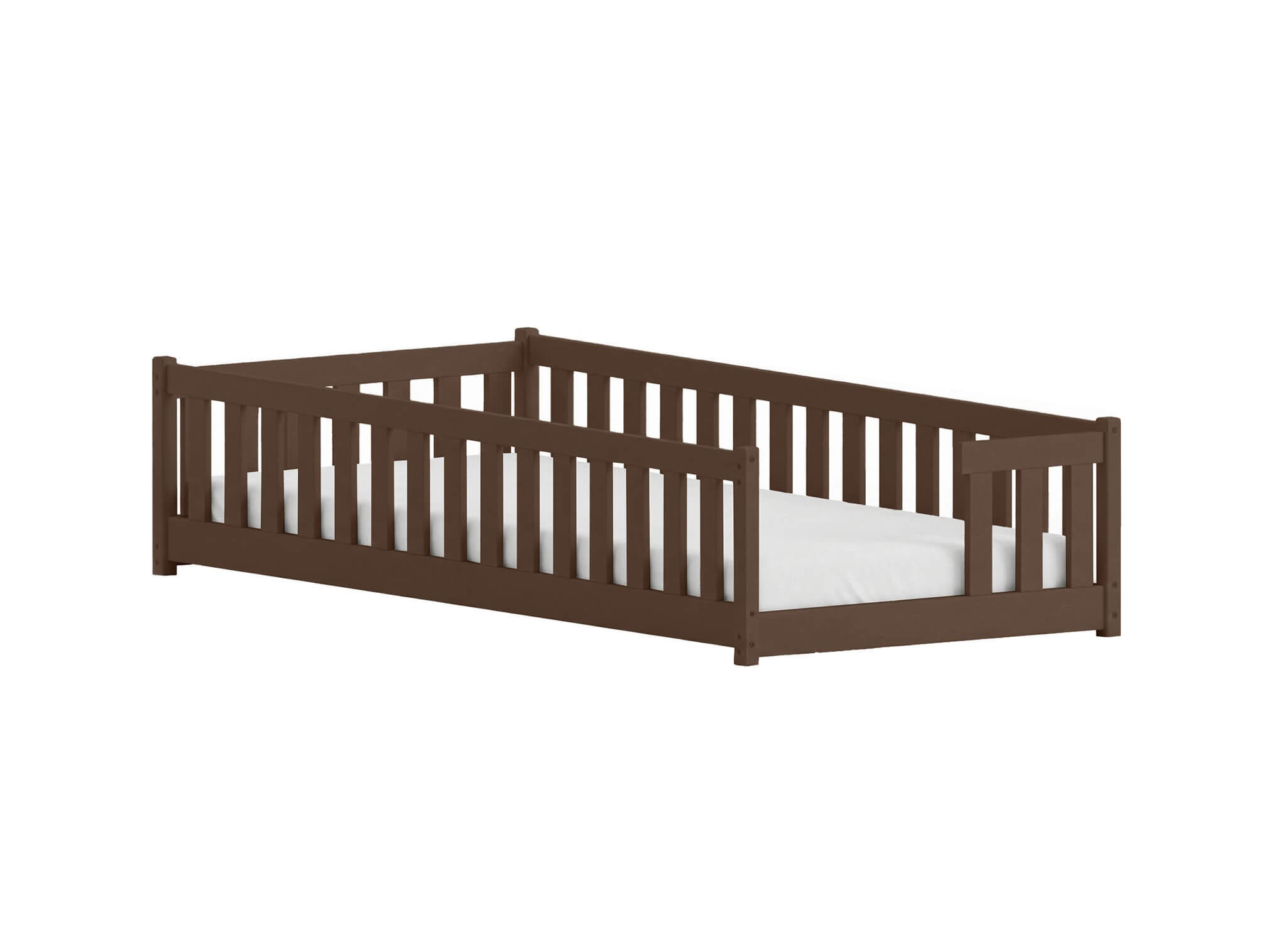 BODENBETT 90x190 cm in Zartbitterschokolade - Dunkelbraun, Holz (90/190cm) - Kids Collective