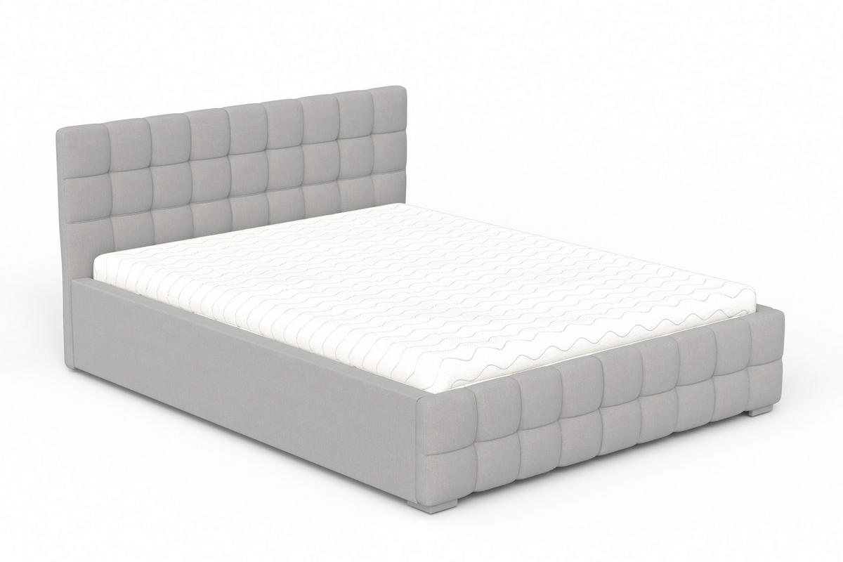 POLSTERBETT LIVO 200/200 in Velours Hellgrau - Hellgrau, Holzwerkstoff/Textil (200/200cm) - Deine Möbel 24