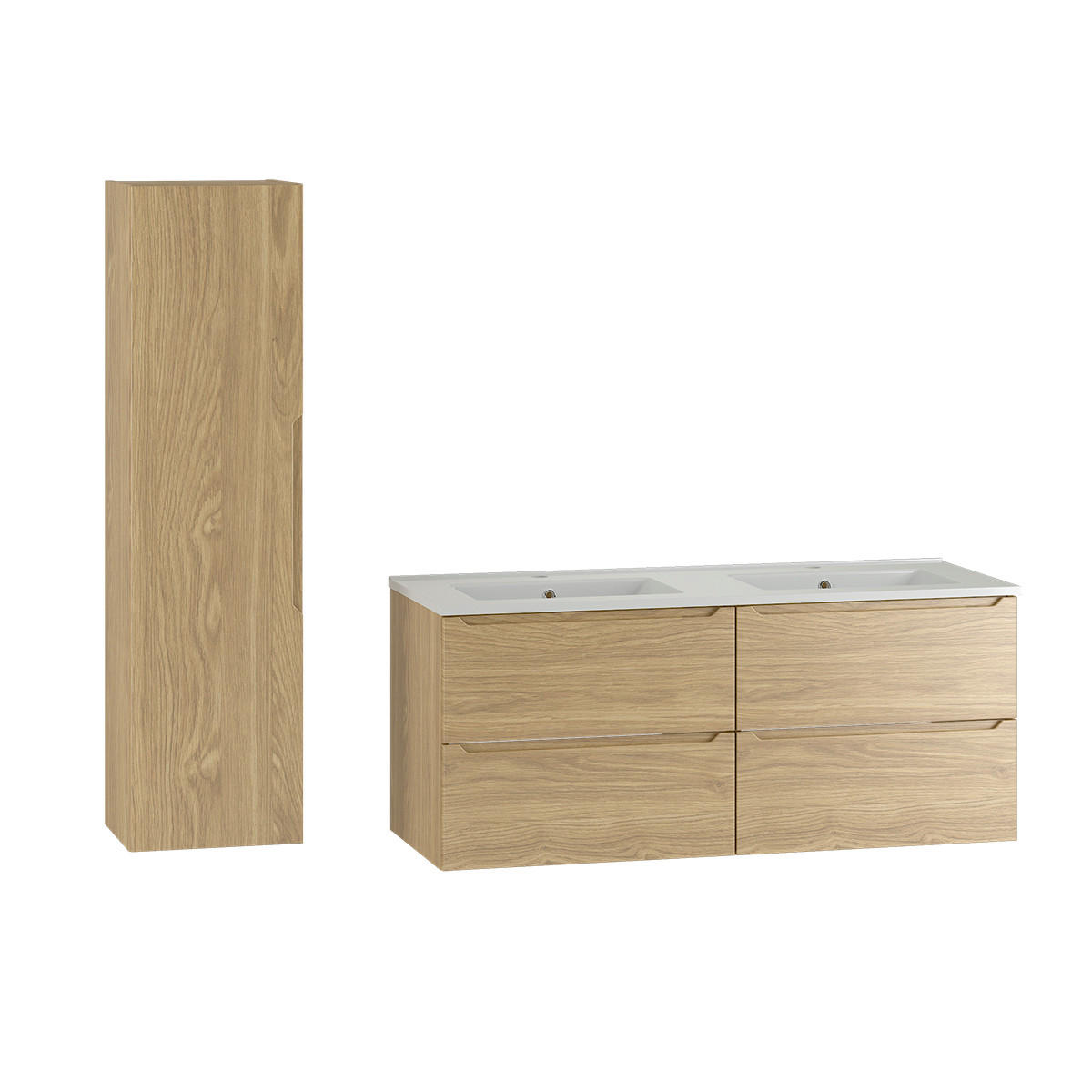 BADMÖBEL 120cm Viggo 2er-Set Holz - Braun, Holzwerkstoff (120/50/45.8cm) - Petits-meubles