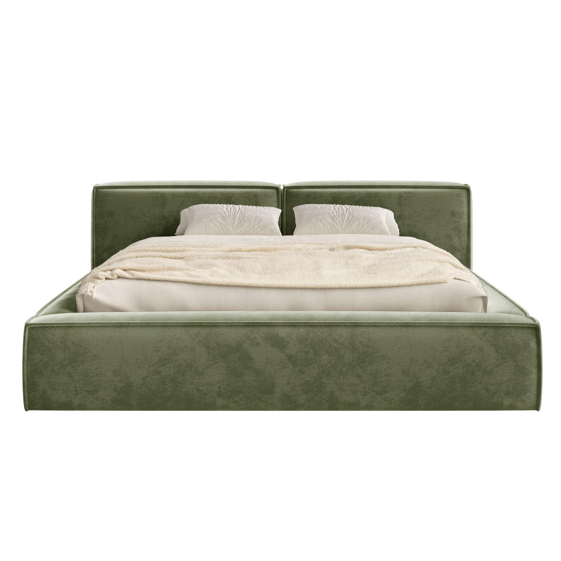 POLSTERBETT Tilves Low Olivgrün 160x200 cm - Schwarz/Olivgrün, Kunststoff/Textil (160/200cm) - Selsey
