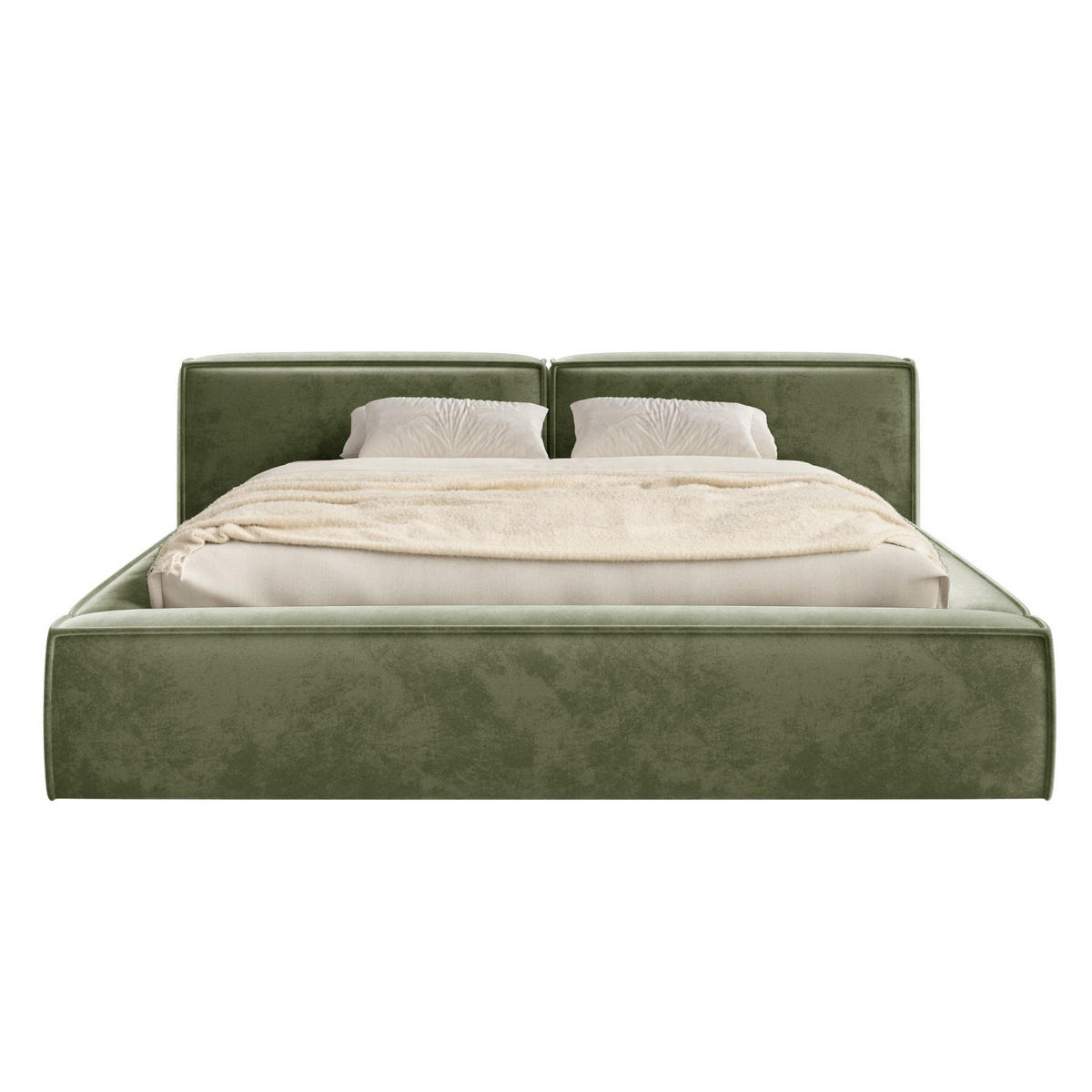 POLSTERBETT Tilves Low Olivgrün 160x200 cm - Schwarz/Olivgrün, Kunststoff/Textil (160/200cm) - Selsey