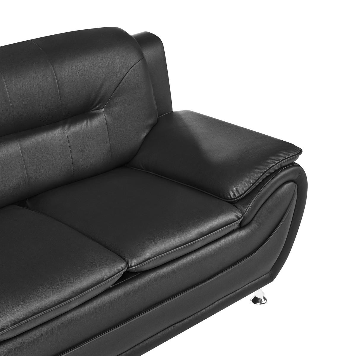 2-SITZER-SOFA Kunstleder Schwarz Leira - Silberfarben/Schwarz, Kunststoff (147/86/78cm) - Beliani