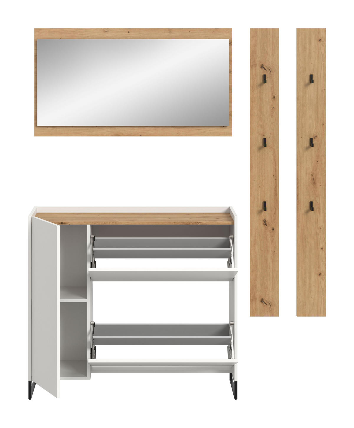 GARDEROBEN-SET DRIVE 4-tlg. (B/H/T: ca. 172/192/32 cm) in Weiß/weiß - Weiß, Holzwerkstoff (172/192/32cm)