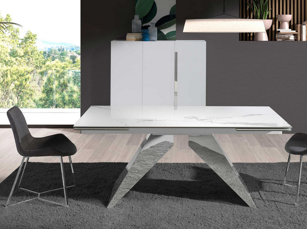 STUHL aus dunkelgrauem Stoff - Chromfarben/Edelstahlfarben, Textil/Metall (54/82/58cm) - ANGEL CERDA