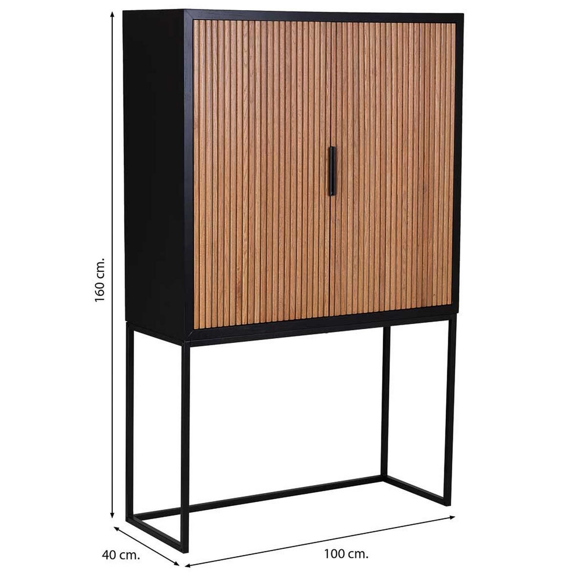 HIGHBOARD mit 2-türiger aus holz und metall 100x40x160 cm - Braun, Holz (100/160/40cm) - Wanderlust