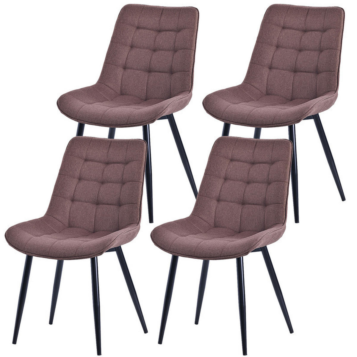 STUHL-SET 4 Stück aus Stoff in Modernem Stil-YZ2 - Braun, Textil (53/88/62.5cm) - HOMAVO