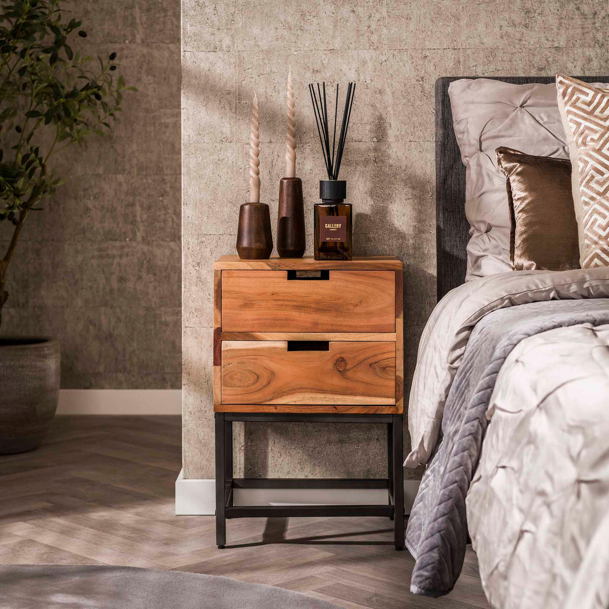 NACHTTISCH Flach Braun 30/40/60 cm - Braun, Holz (40/60/30cm) - Hoyz Collection