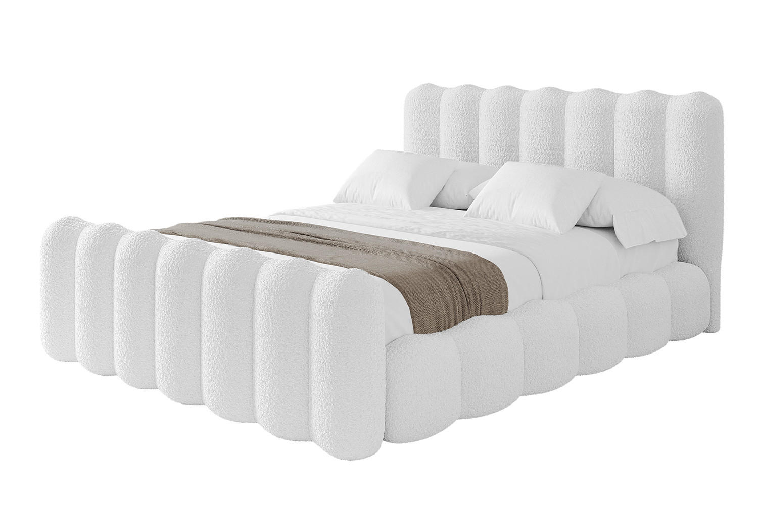 POLSTERBETT mit Bettkasten, Fußteil und Lattenrost, Bett mit Matratze H3/H4 - SORA-Z 180x200 Weiß - Weiß, Holzwerkstoff/Textil (180/200cm) - ALTDECOR