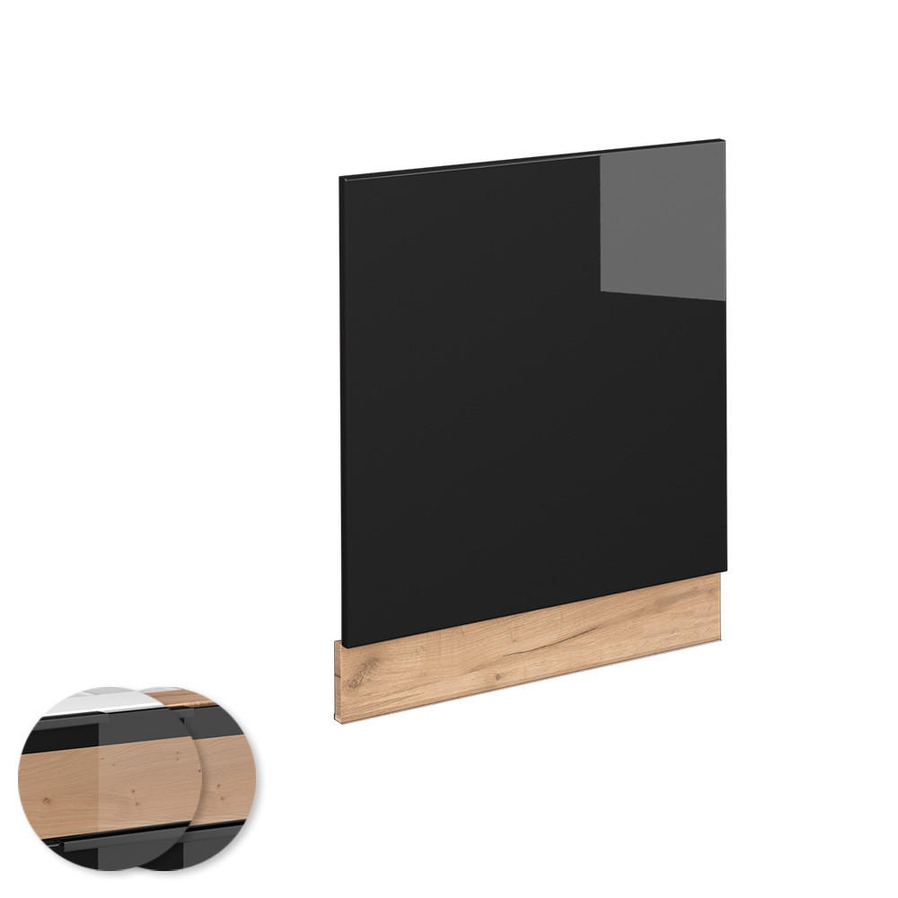 FRONTBLENDE Fame-Line Schwarz Eiche hochglanz 60 cm ohne AP - Honigeiche/Schwarz Hochglanz, Holzwerkstoff (60/67.4/1.6cm) - Vicco