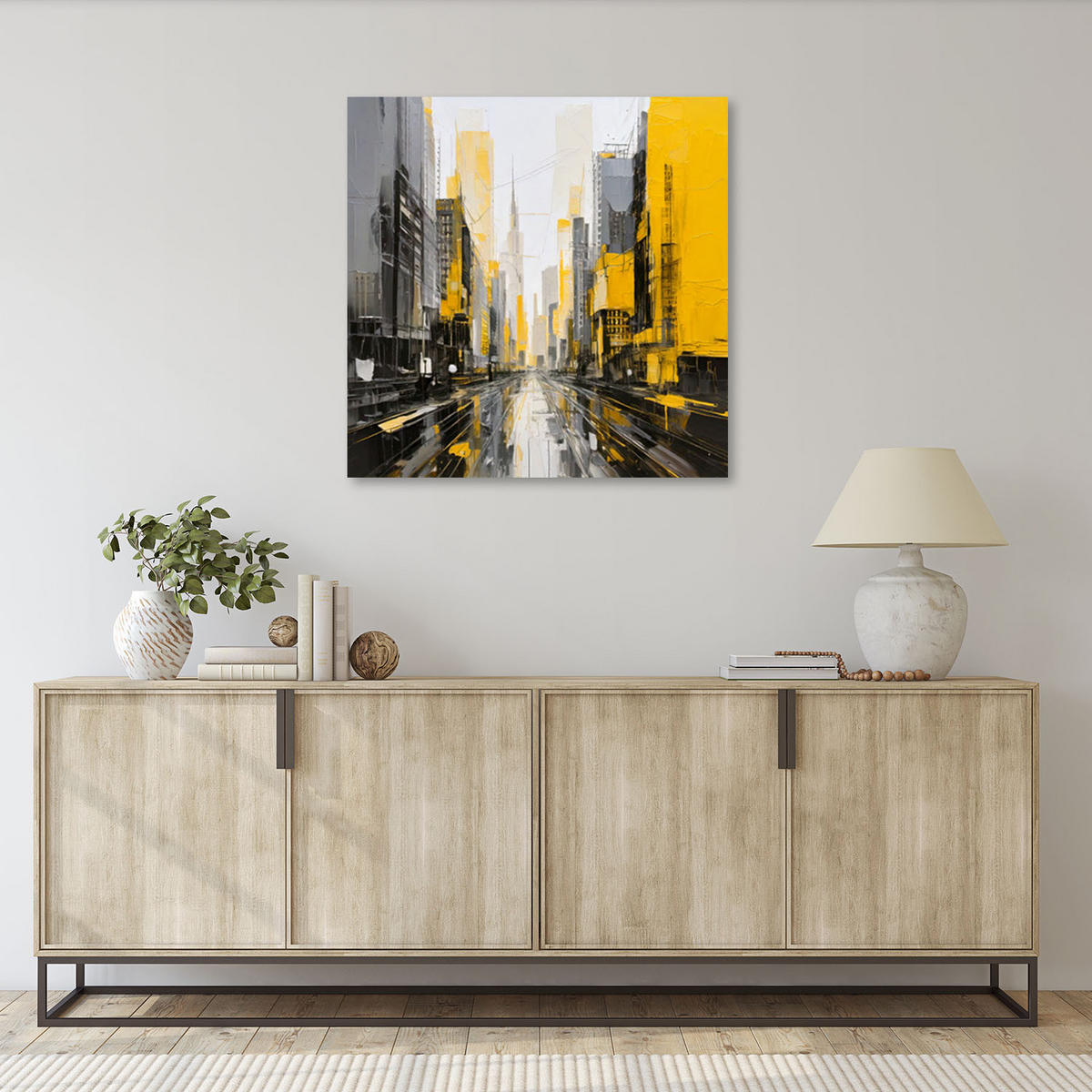 LEINWANDBILD Moderne Stadt Gelb 60x60cm - Gelb, Textil (60/60cm) - Feeby