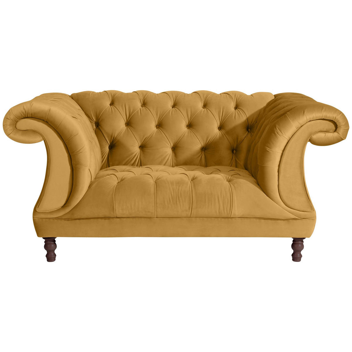 CHESTERFIELD Sessel Kaylin Samtvelours mais - Currygelb, Kunststoff (100/80/167cm) - 58aufmkessel