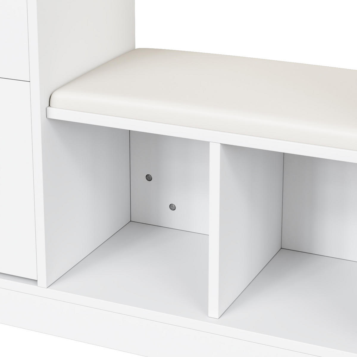 GARDEROBEN-SET in Weiß mit LED-Licht und Schuhbank für Eingangsbereich und Flur, B163/T35/H161 cm - Weiß, Glas/Holzwerkstoff (163/161/34.5cm) - STILVORA