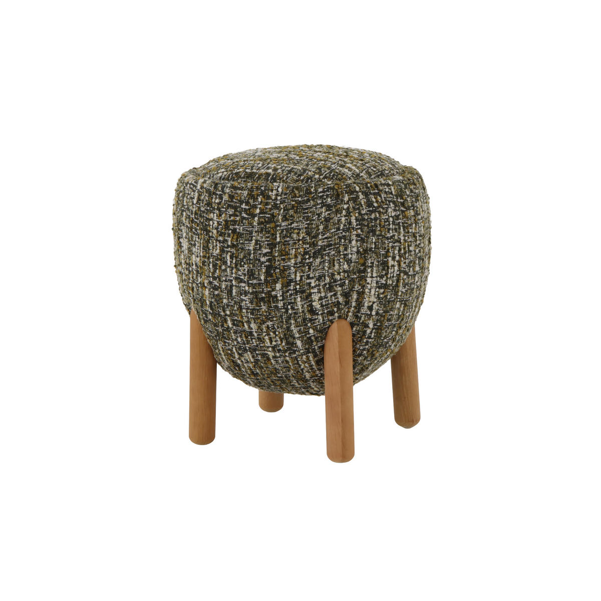 HOCKER Theo, Natur Massiveiche + grüner Stoff - Grün, Holz (45.5/52/45.5cm) - WOODEK