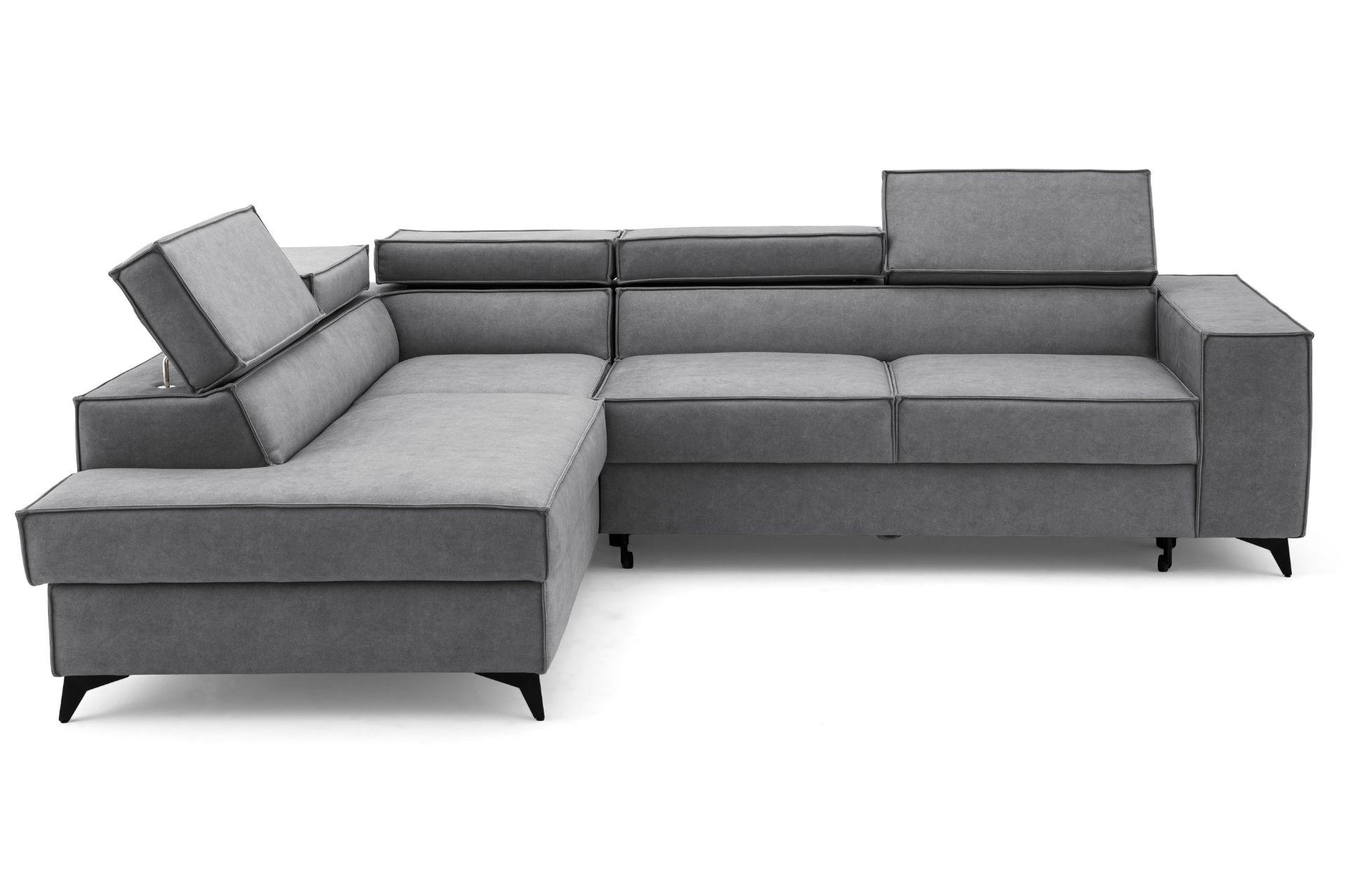 ECKSOFA PURE L Links mit Schlaffunktion 127x199 Velours Grau - Schwarz/Grau, Holz/Textil (281/204cm) - Muffo