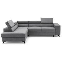 ECKSOFA PURE L Links mit Schlaffunktion 127x199 Velours Grau - Schwarz/Grau, Holz/Textil (281/204cm) - Muffo