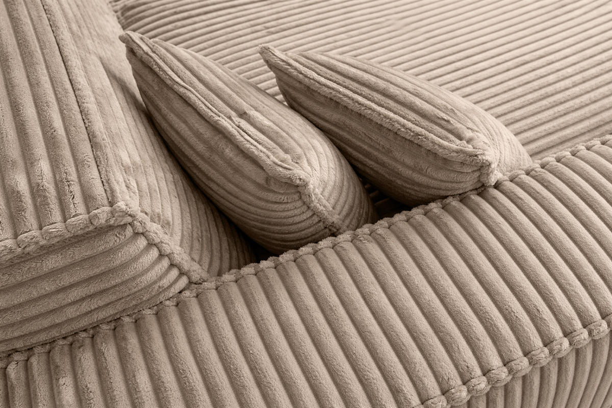 ECKSOFA L-Form, Cordstoff Velo, Beige, Links, Modena Studio - Beige, Holz (236/165cm) - Kaiser Möbel